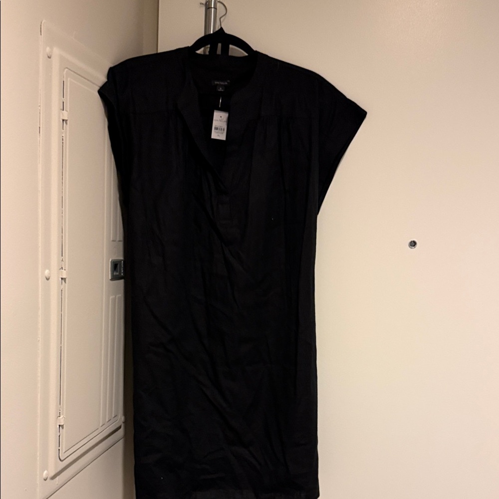 Ann Taylor Linen Blend Black Dress